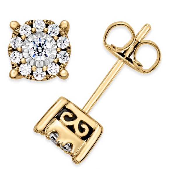 Diamond Halo Earrings - Picture 2 of 16